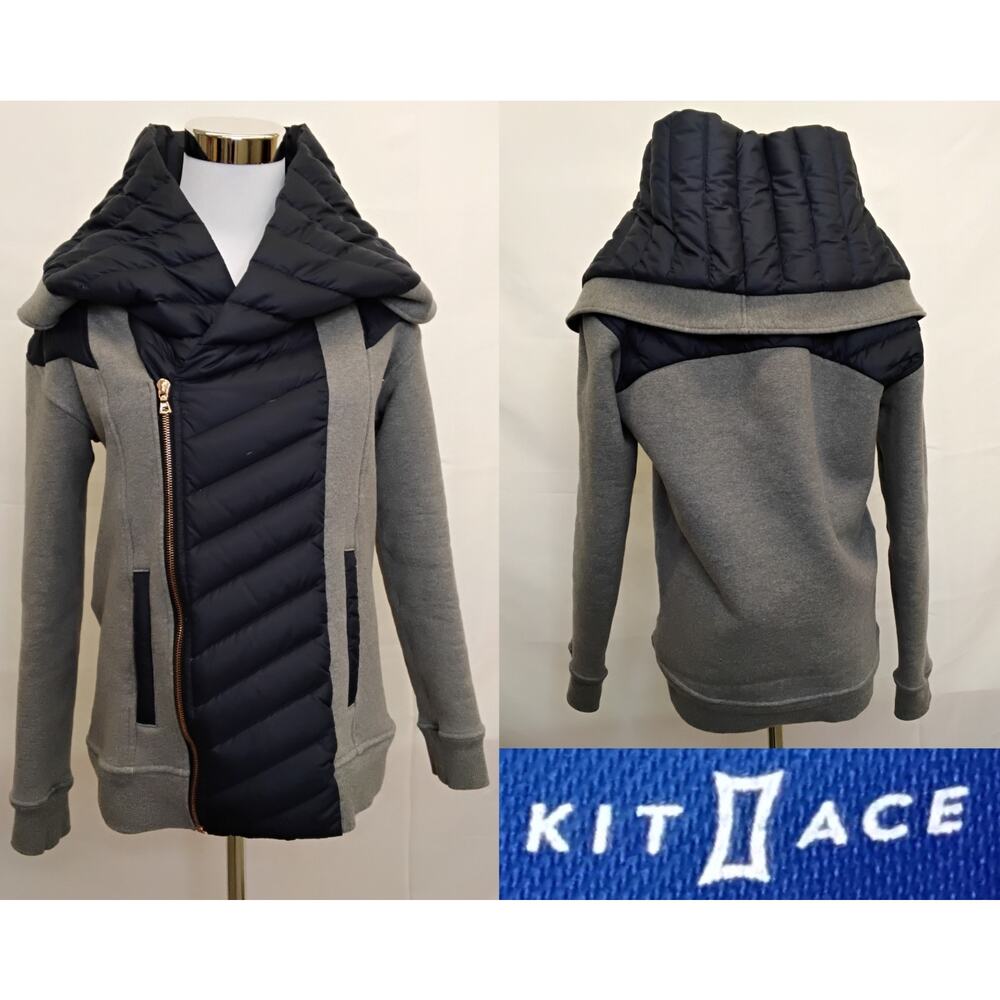 Kit & Ace Liberty Cotton Cashmere Quilted Down Jacket Women's 4 Blue/Gray #Z5304